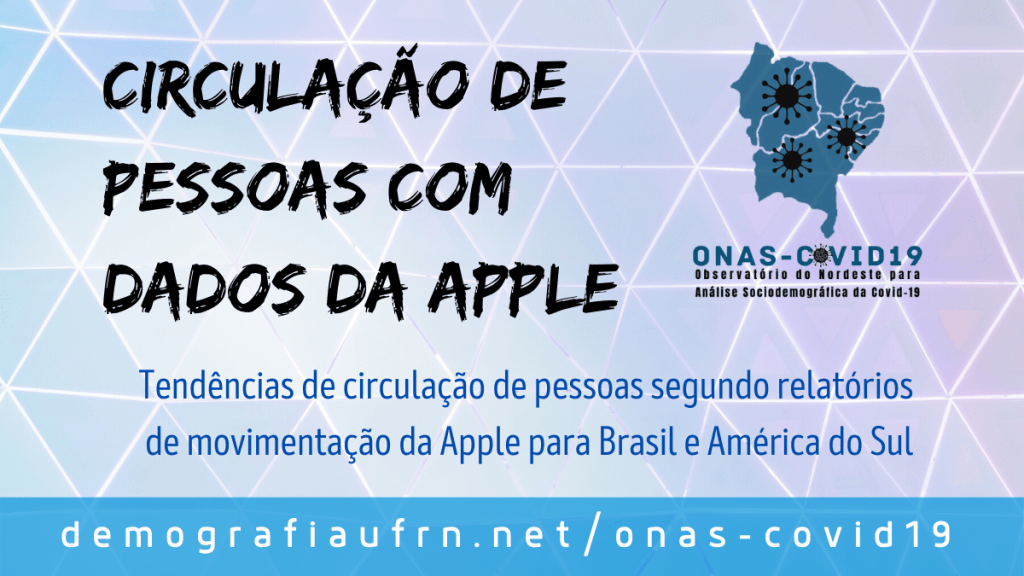 Tendências de circulação de pessoas segundo relatórios de movimentação da Apple para Brasil e América do Sul